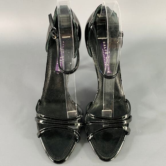 RALPH LAUREN Size 7.5 Black Patent Leather Strappy Sandals - Picture 4 of 8